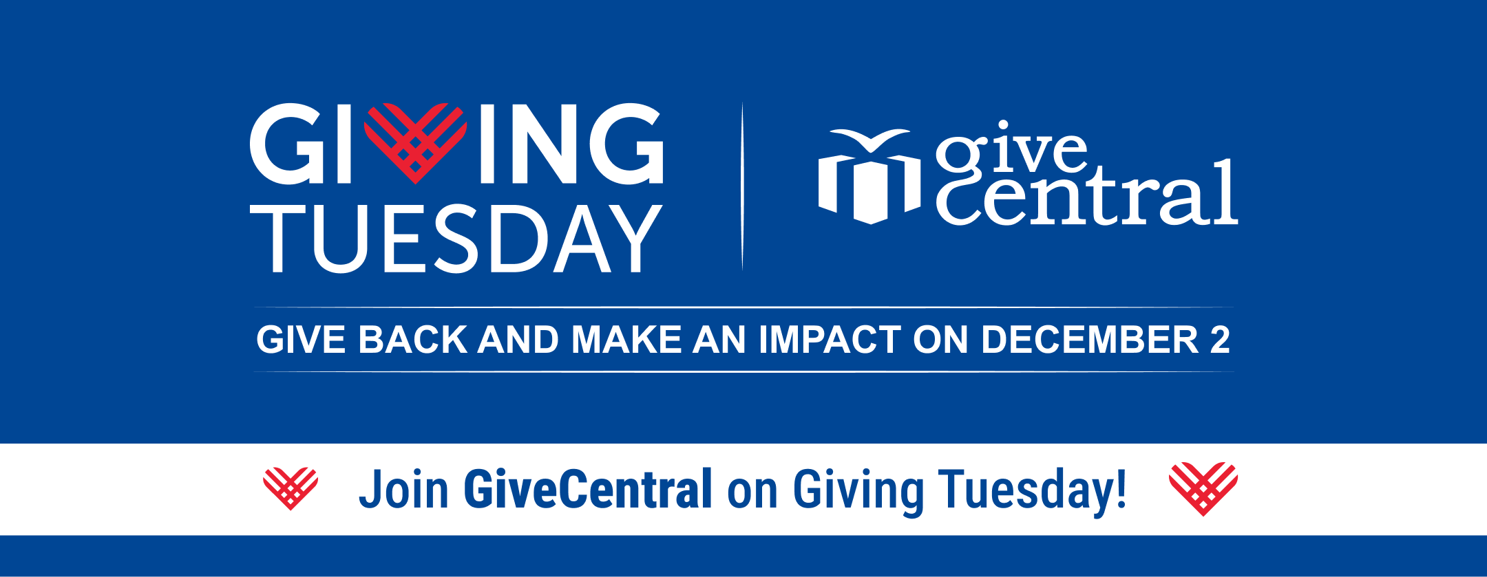 Giving Tuesday awareness banner urging people to make an impact on December 2