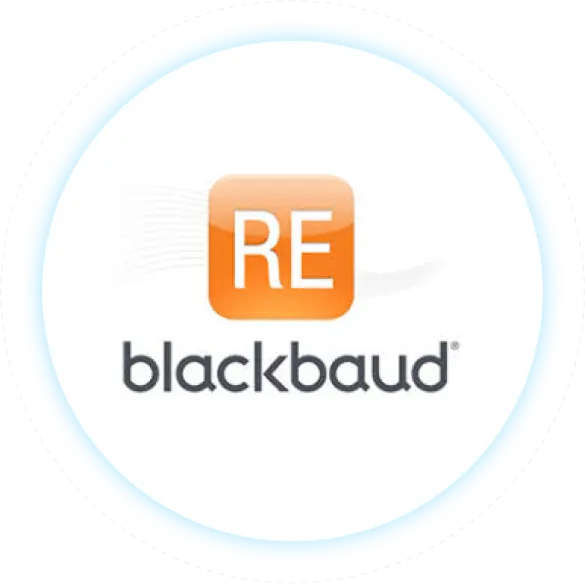 Glowing white circle featuring the Raiser's Edge logo or text