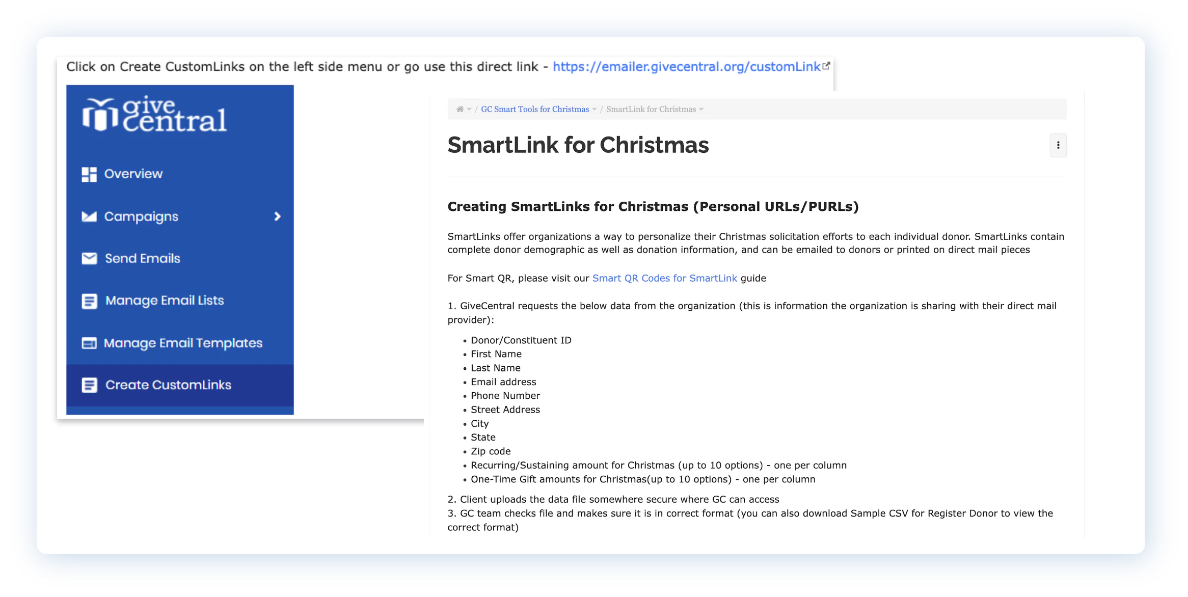 Screenshot of a platform interface for creating a personalized SmartLink for Christmas campaigns.